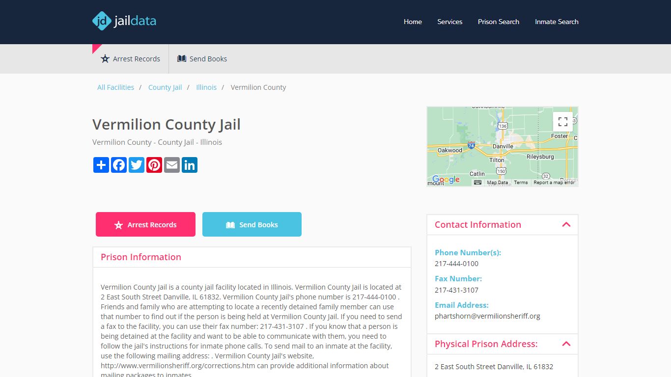Vermilion County Jail Inmate Search and Prisoner Info - Danville, IL