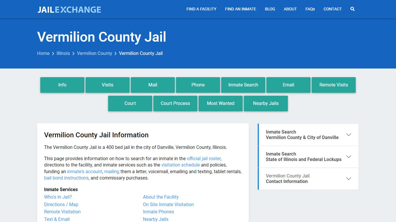 Vermilion County Jail, IL Inmate Search, Information